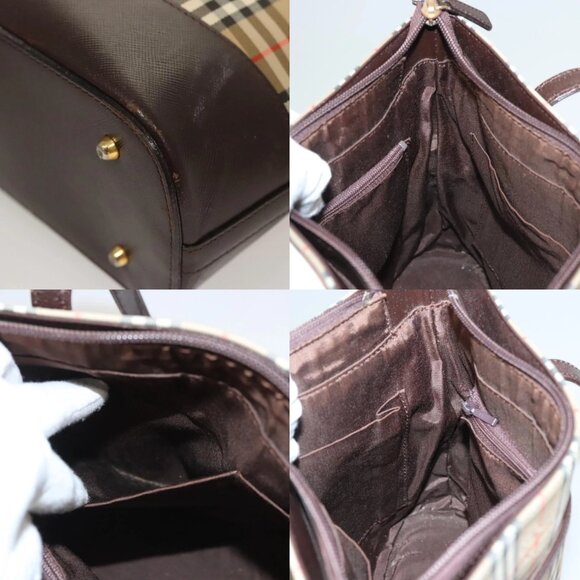 BURBERRY Nova Check Shoulder Bag Canvas Beige Gold Auth 123802 - Picture 14 of 14